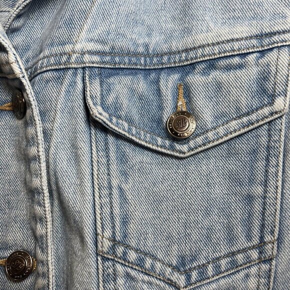 St John's Bay Jean Jacket Women PSmall Blue Light Wash Pockets Long Sleeve Denim - Picture 8 of 12